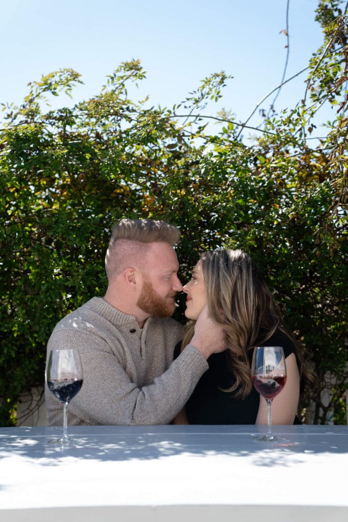 Fine art engagement photo of Rachel and Patrick in Austin vineyard
