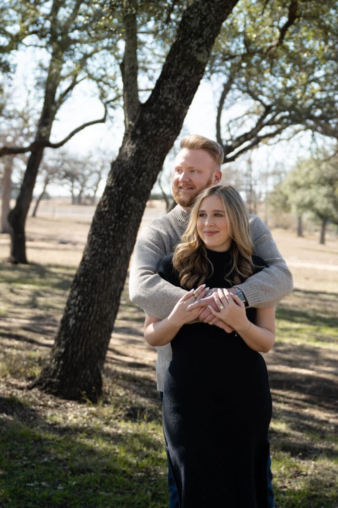 35mm film engagement photography in Austin vineyard
