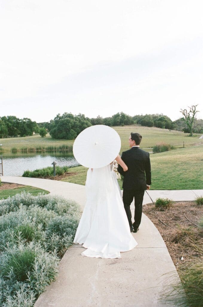Bride and groom photographed on 35mm film in Austin Texas