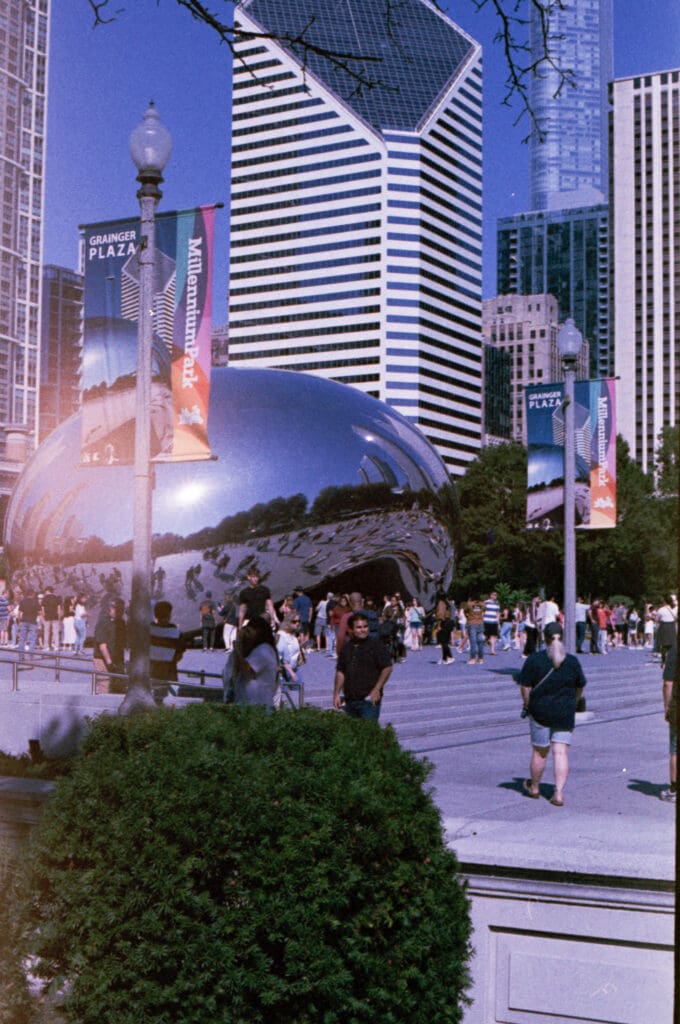 A romantic, fine-art landscape of the Chicago harbor, perfect for wedding inspiration on film.