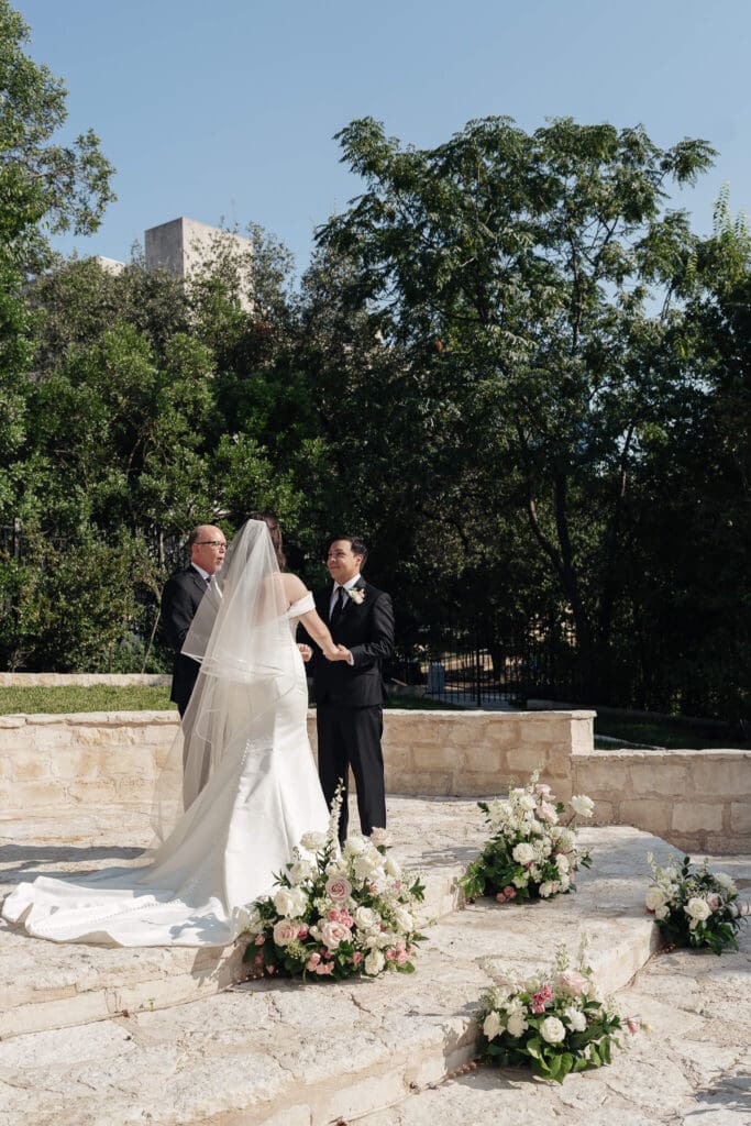 Romantic garden setting at an Allan House wedding in Austin