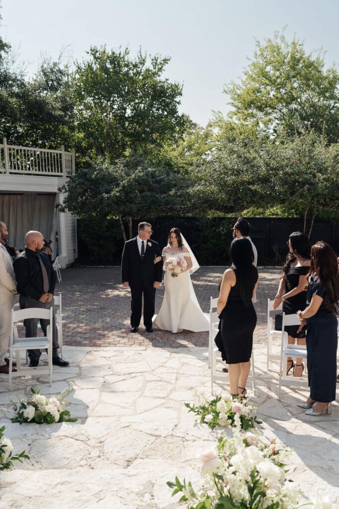 Bride getting ready during an Allan House wedding in Austin