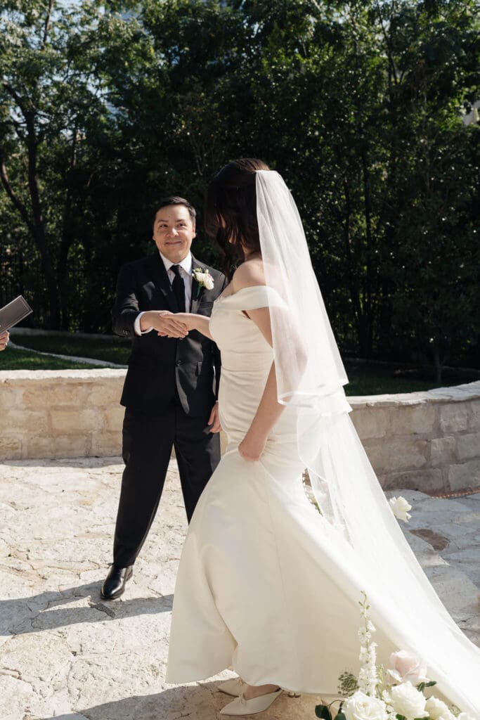 Film photograph of a romantic Allan House wedding ceremony