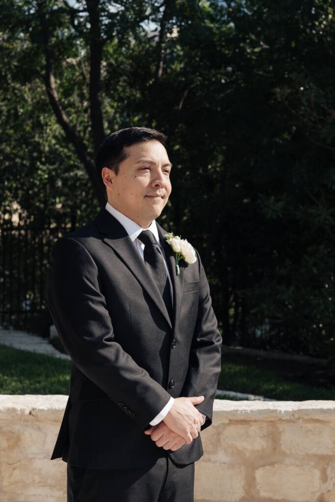 Editorial-style wedding portrait at Allan House