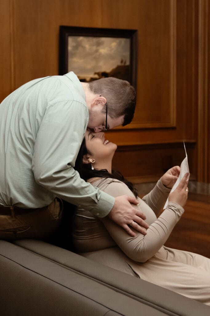 Moody art gallery engagement session in Washington DC captured on film
