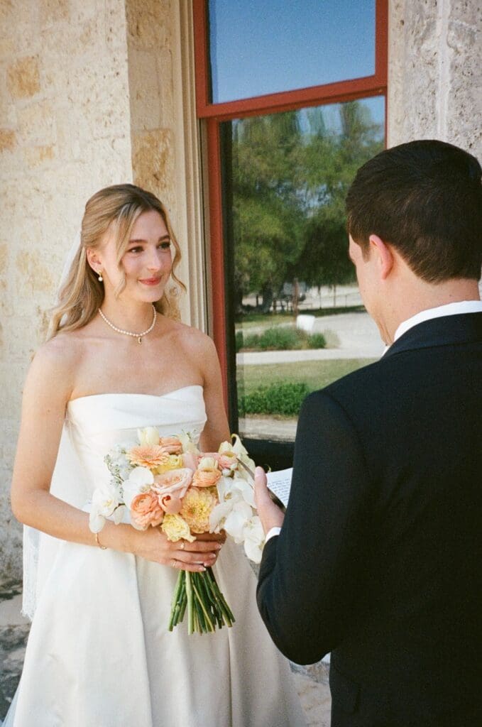 Romantic wedding portraits on film in Austin Texas