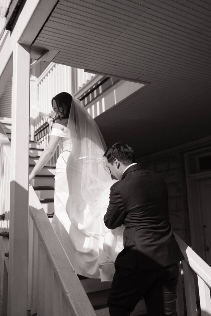 Wedding portraits on film at Allan House