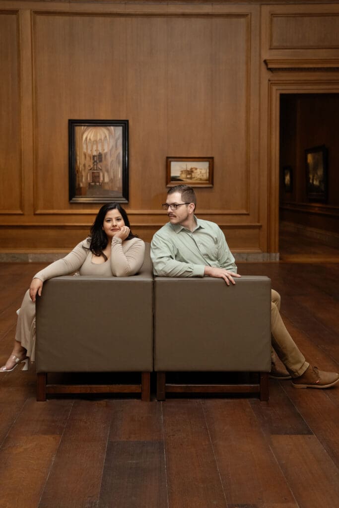 Winter engagement session at the National Gallery of Art in Washington DC