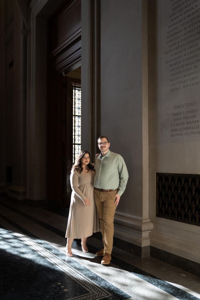 Romantic winter engagement session at the National Gallery of Art
