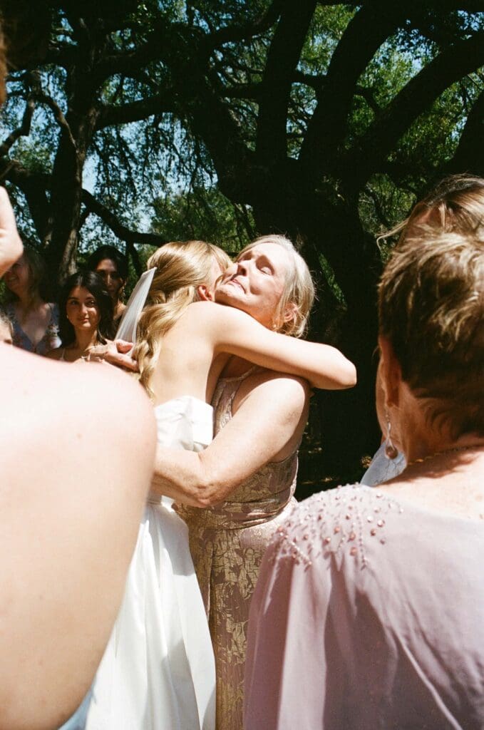 Outdoor Austin wedding photographed on film with natural colors