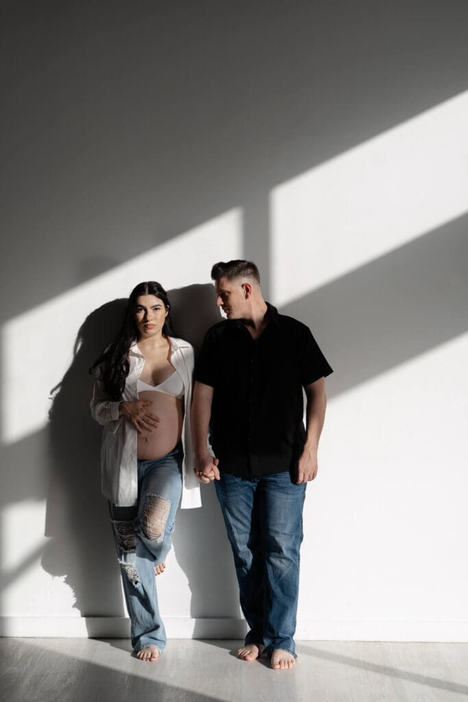 Editorial maternity portrait captured on film at The Lumen Room