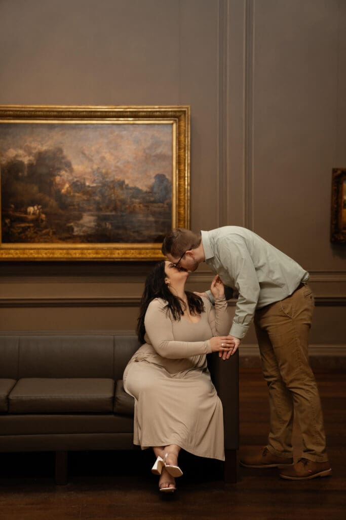 Fine art engagement session in Washington DC art gallery
