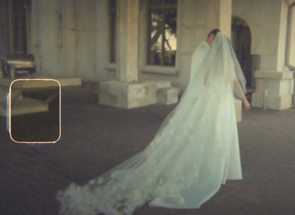 Groom portrait captured on Super 8 film at Villa Antonia