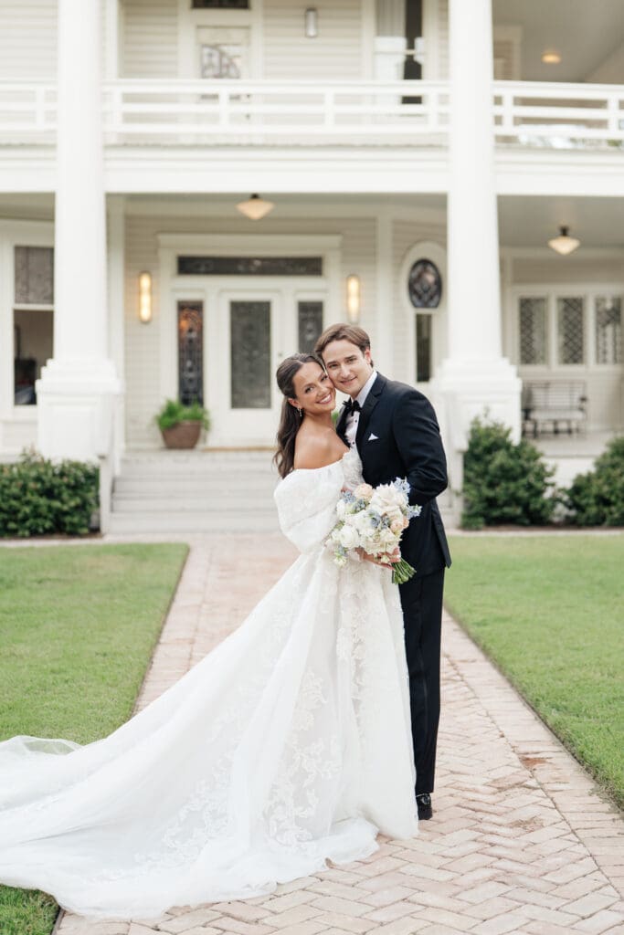 Exterior of The Grand Lady wedding venue in Manor Texas during spring