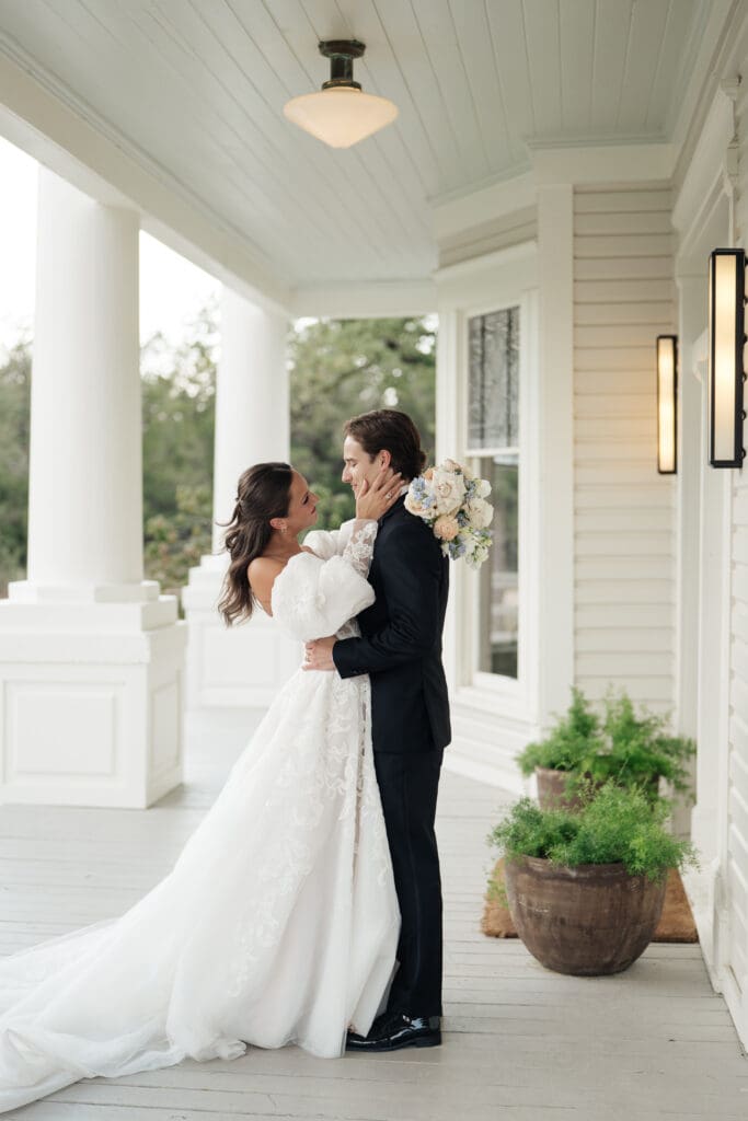 Romantic spring wedding ceremony at The Grand Lady in Manor TX