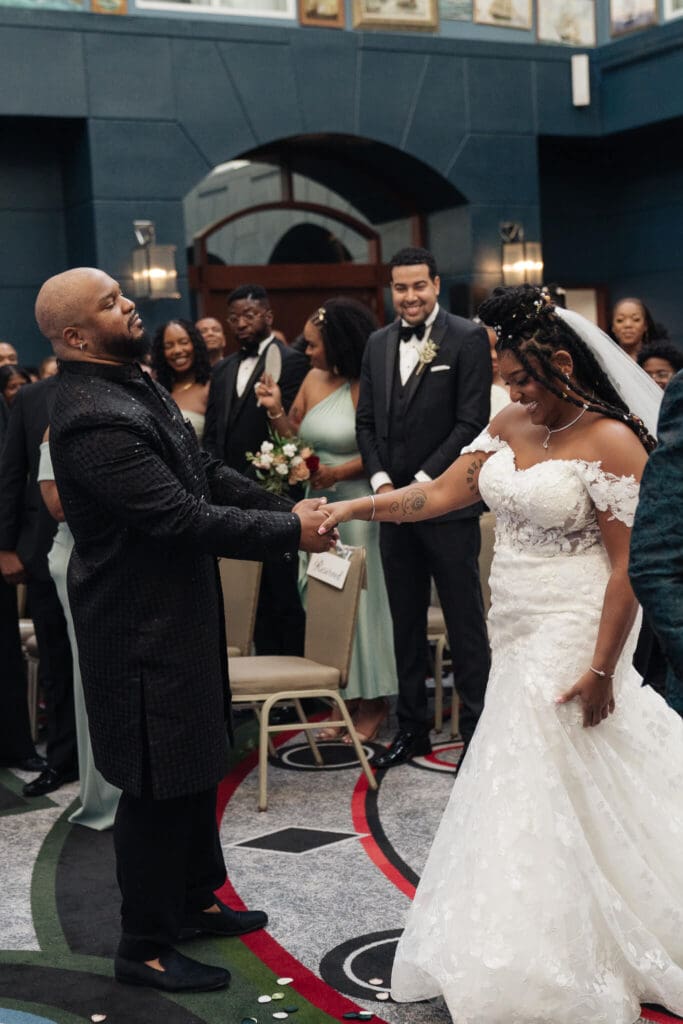 Emotional moment during an Annapolis Maryland wedding ceremony