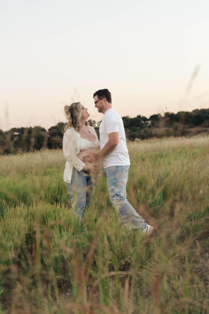 Natural light maternity portrait taken outdoors in Austin
