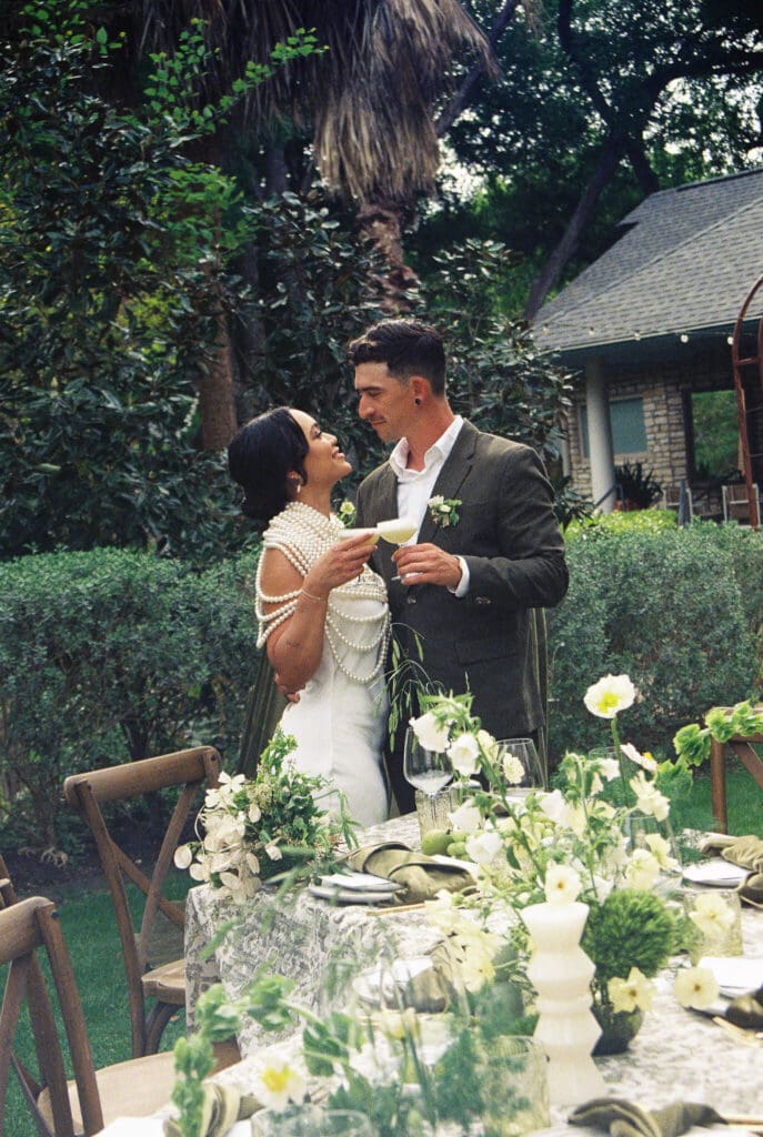 First look moment at Hummingbird House Austin wedding