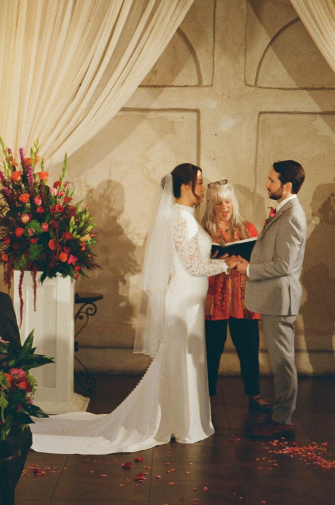 Balcony portraits captured during a winter wedding near Austin