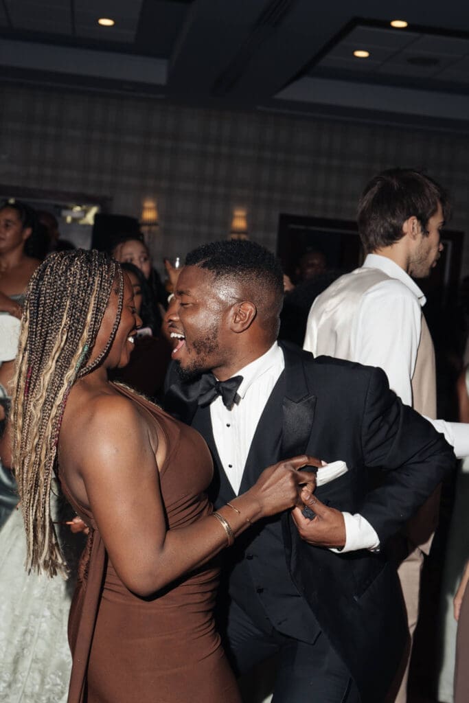 Friends and family dancing during a Maryland wedding reception