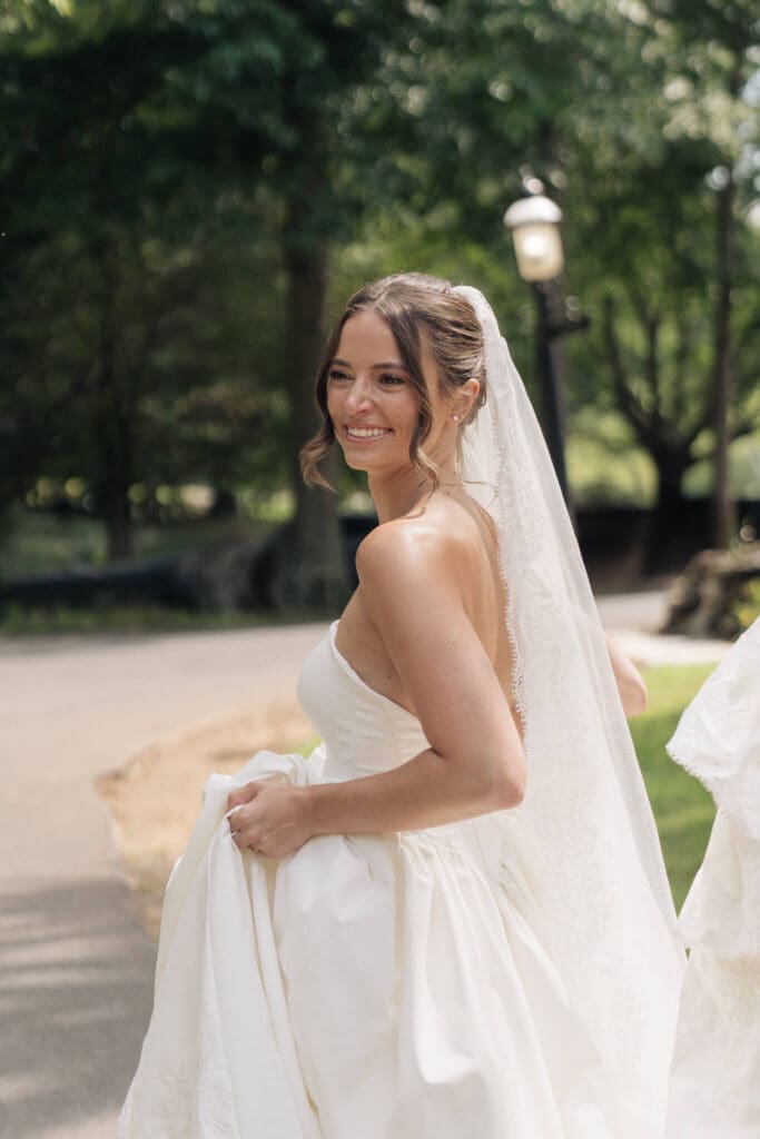Outdoor Northern Virginia garden wedding ceremony at Airlie during spring