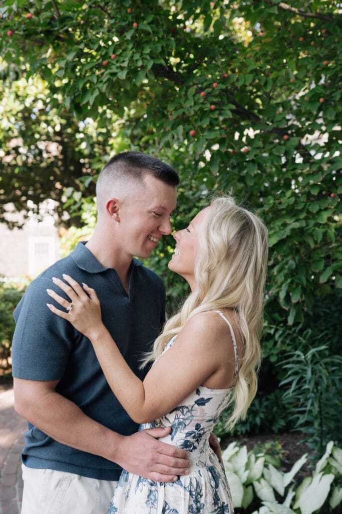 Couple walking together during a Lewes Delaware engagement session