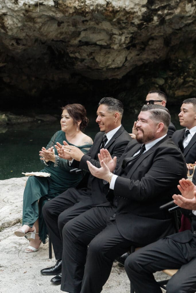 Film photograph of cenote wedding ceremony in Cancun Mexico