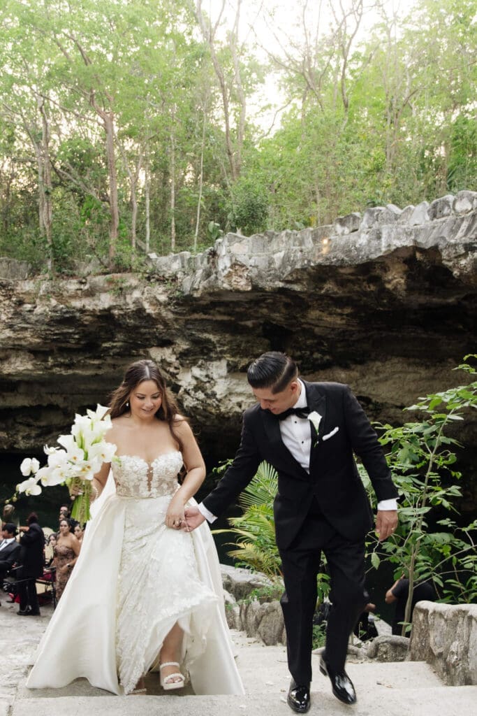 Overview of luxury cenote wedding ceremony in Cancun