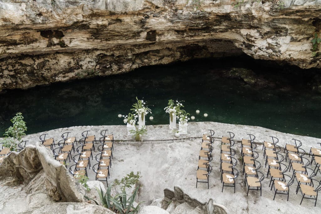 Tropical jungle wedding ceremony in Cancun Mexico