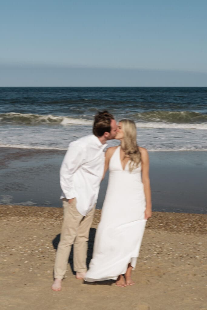 Romantic 35mm film engagement session with nostalgic tones and natural movement