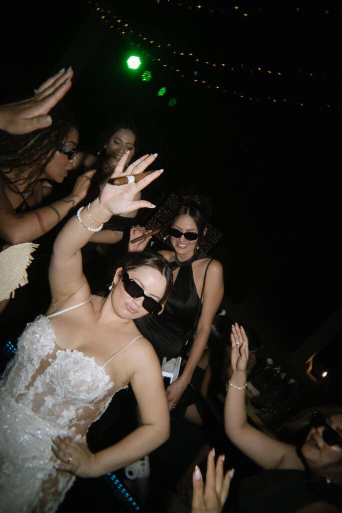 Destination wedding reception following cenote ceremony