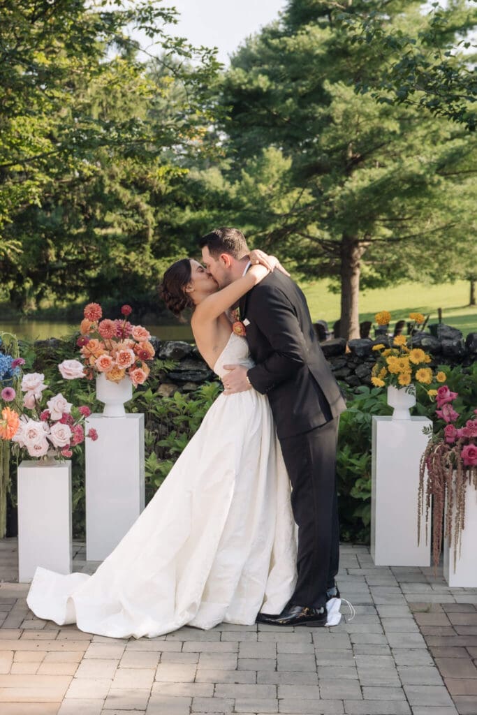 Editorial style wedding portraits with soft spring light