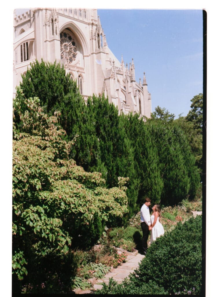    Editorial inspired engagement portraits near the National Cathedral