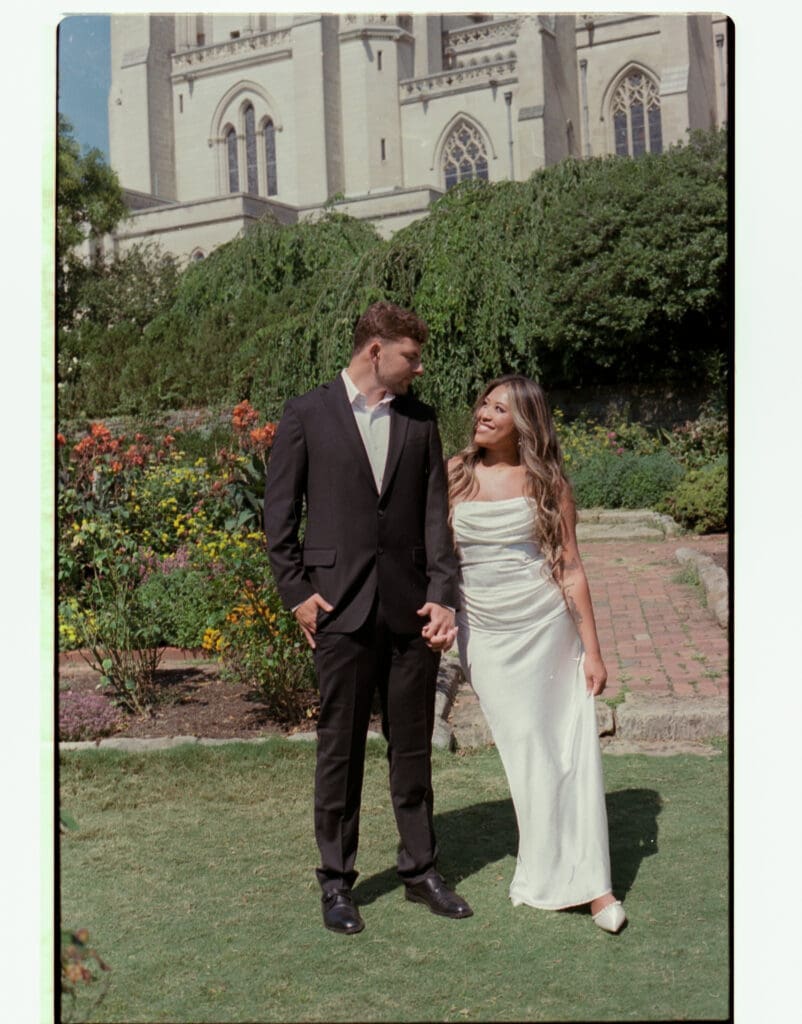     Editorial engagement session photographed at the National Cathedral