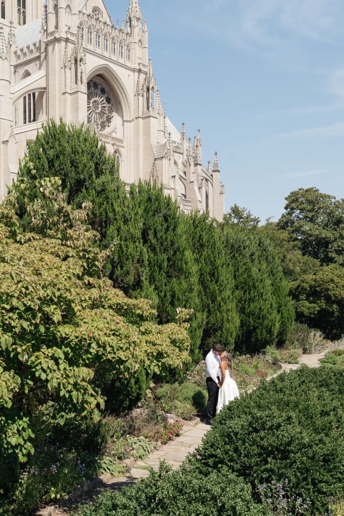     Luxury engagement photos captured near the National Cathedral