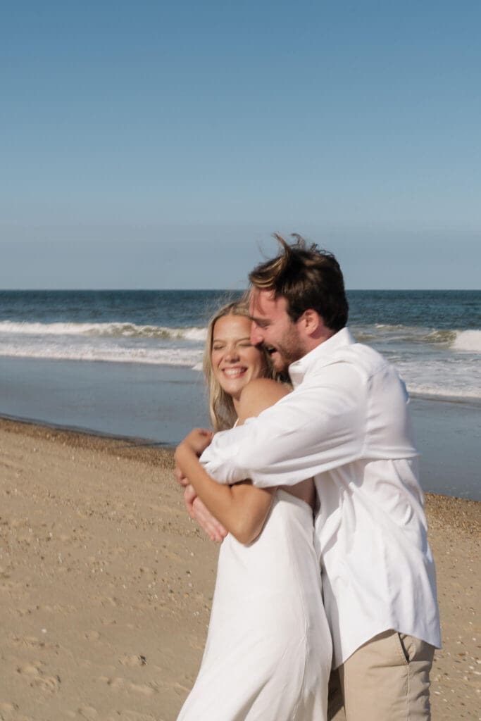 True to color engagement photography with natural coastal tones and cinematic light