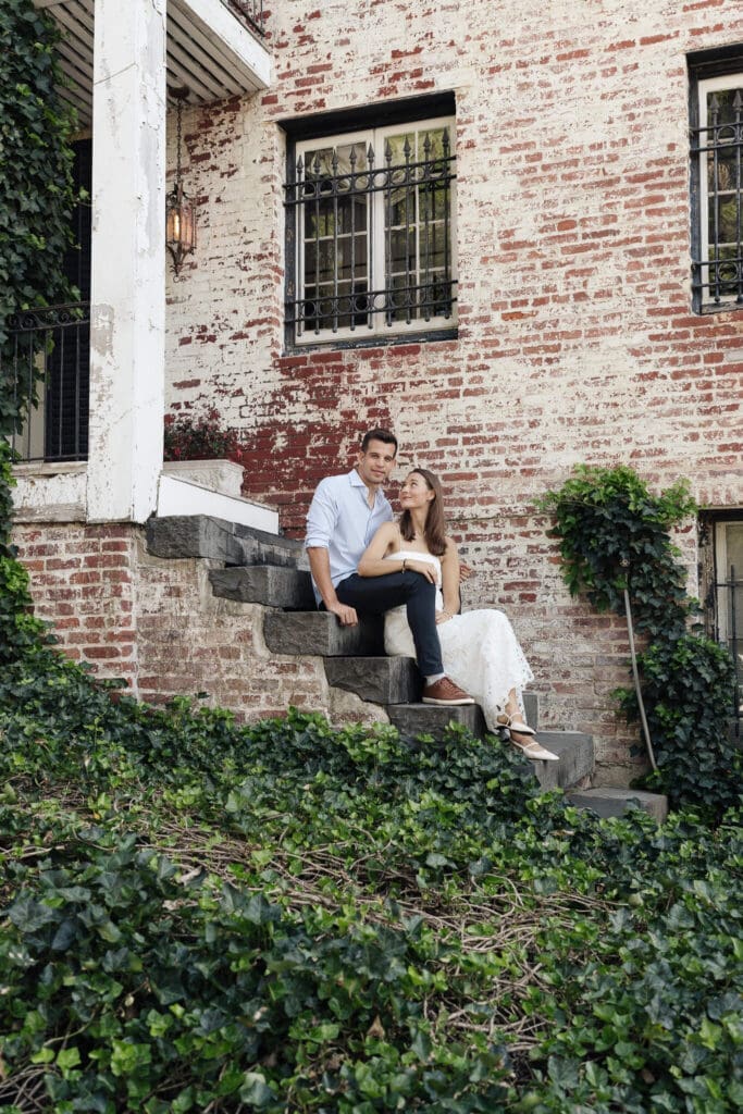Documentary style couple portrait near the Georgetown waterfront at sunset