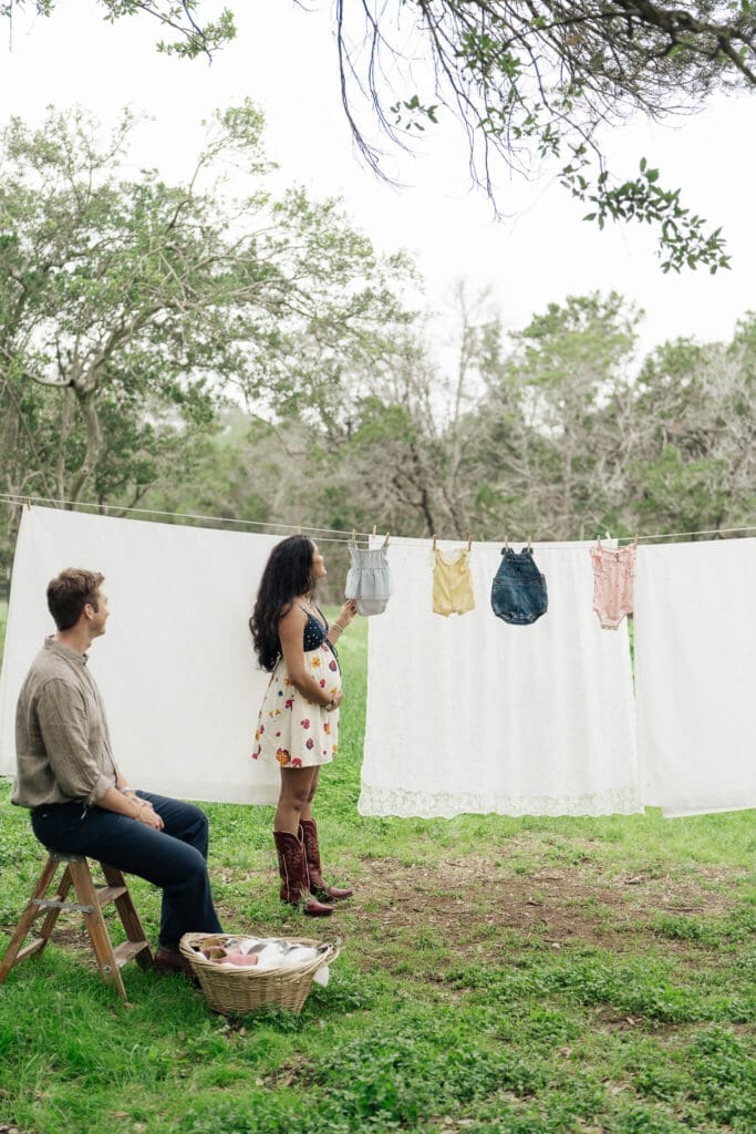 Editorial maternity photography with natural movement and soft light