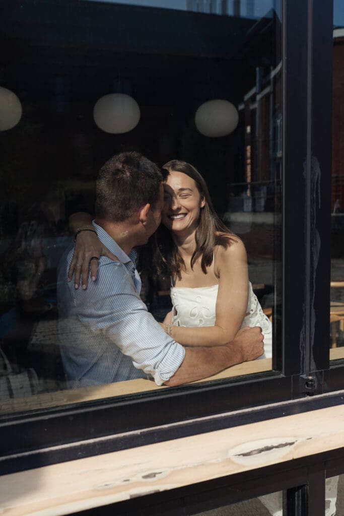 Georgetown DC engagement photos near classic brownstone architecture