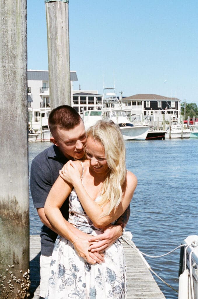 Summer engagement session with soft coastal light in Delaware