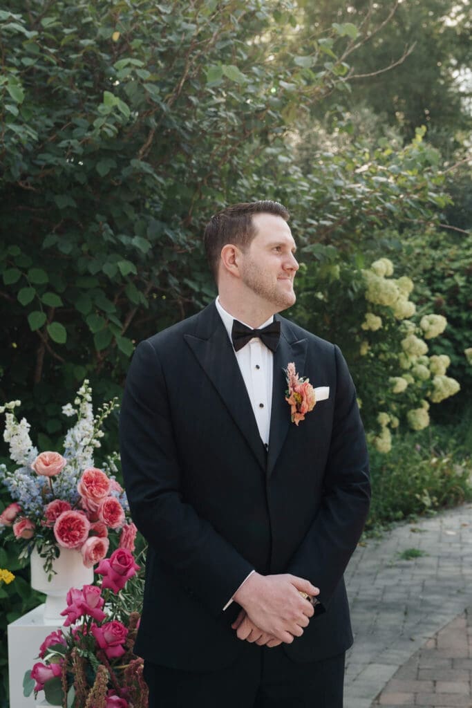 Bride portraits surrounded by blooming spring gardens