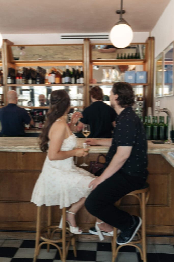 Evening light engagement photos on South Congress in Austin