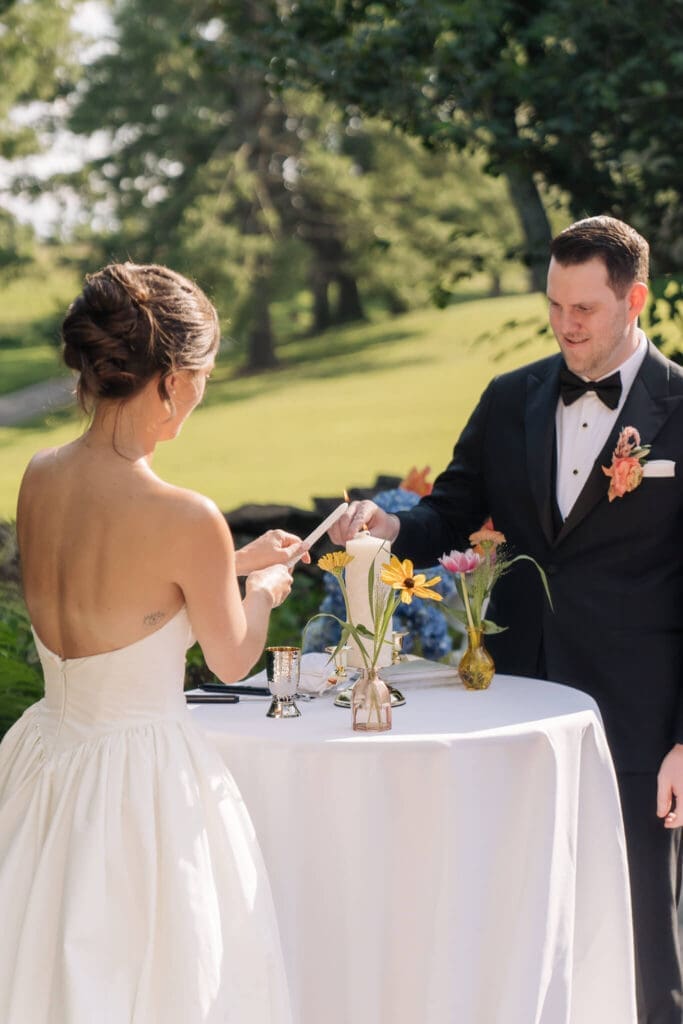 Spring wedding celebration in Northern Virginia with outdoor garden details