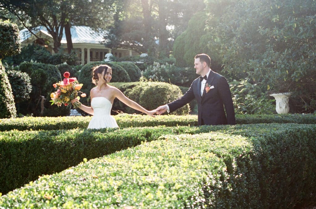 Bridal portraits captured in the gardens at Airlie
