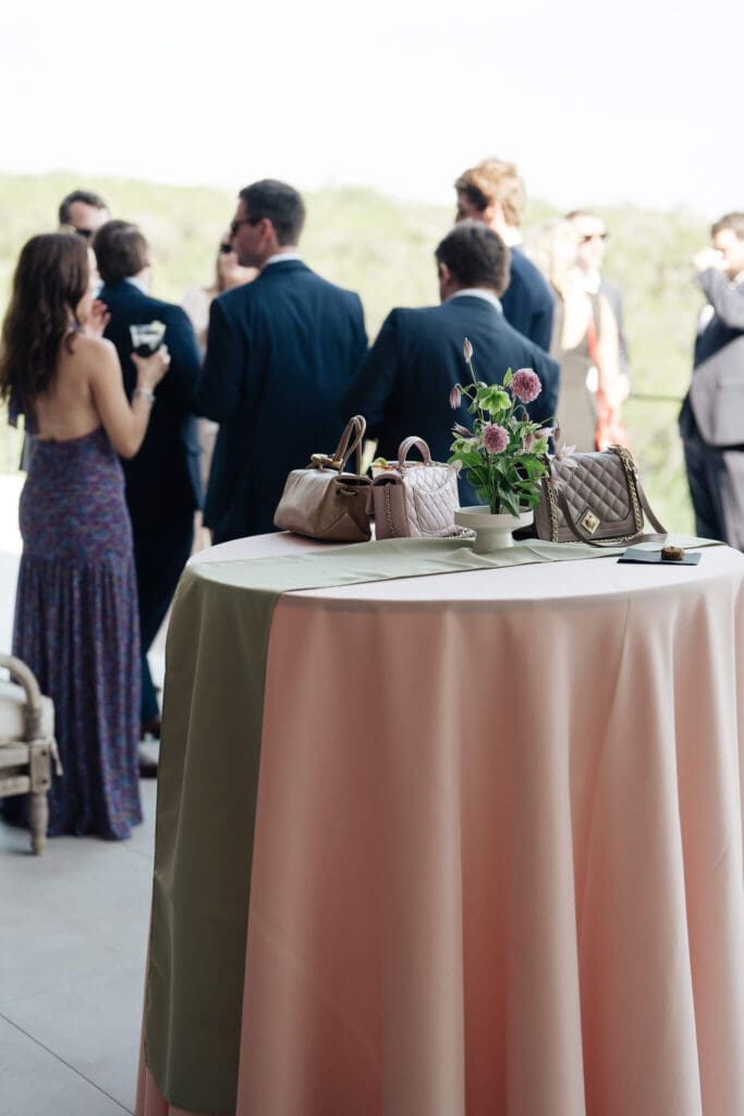 Reception table styling with seasonal floral arrangements