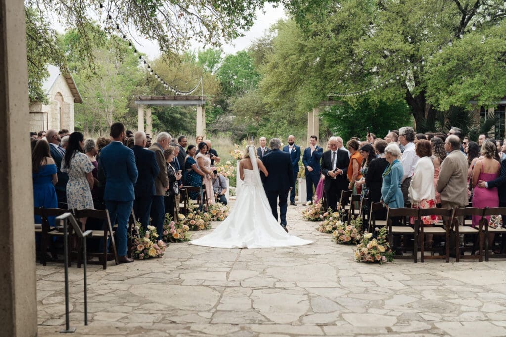 Emotional first look between bride and groom before their Austin wedding ceremony