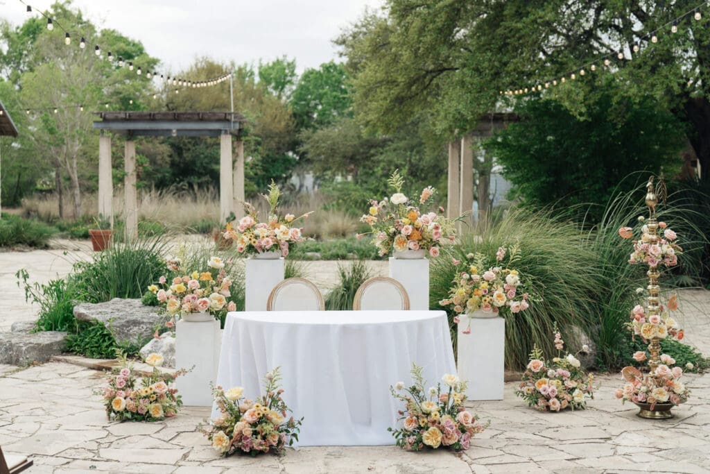 Unique spring wedding floral inspiration showcased throughout the reception design